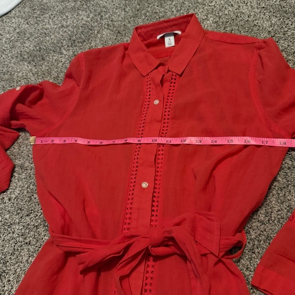 DraperJames x Lands End Button Up Embroidered Shirt Dress Swim Cover Up - Picture 14 of 16